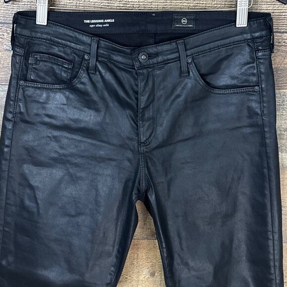 Adriano Goldschmied The Legging Ankle Super Skinny Leatherette Jeans Black SZ 30 - Picture 2 of 10